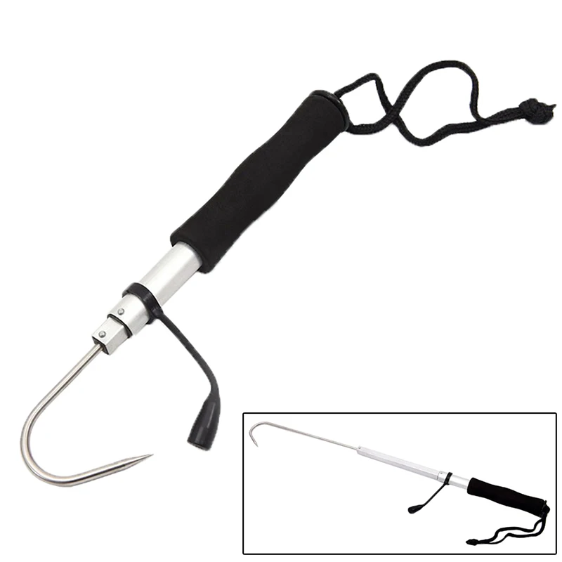 

70CM Retractable Fishing Gaff Hook Fishing Gear Hook Tackle with Soft Handle Fish Lip Grip Handle Grab Carp Outdoor Fish Tool