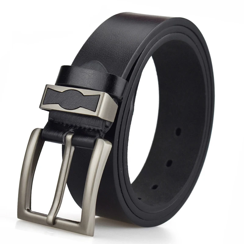 Men's Belt fashion Imitation Leather Business Wild Casual Pin Buckle Belt Cross Button hole Design Flexible Nice Ring Belt
