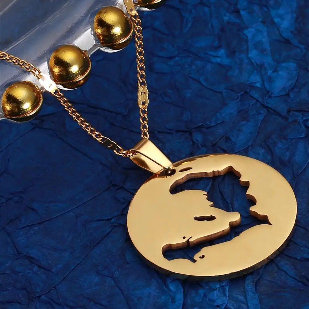 Ожерелье с подвеской в виде карты Республики Гаити из нержавеющей