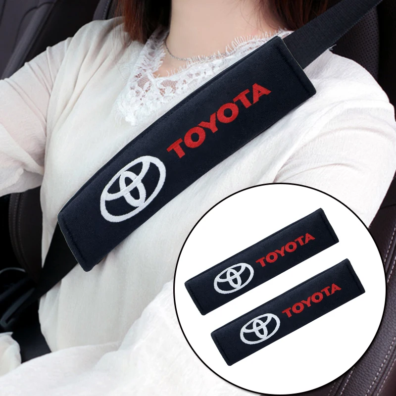 

2pcs Car Badge Logo Cotton Seat Belt Shoulder Protection Pad for Toyota C-hr Prado Rav4 Yaris Hilux Prius Avensis Corolla Camry