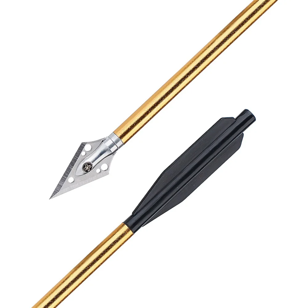 6/12/24PCS 6.25inch Archery Aluminum Crossbow Bolts Arrows Steel BroadHead Gold F 50-80lbs Bow and ArcheryHunting - купить по