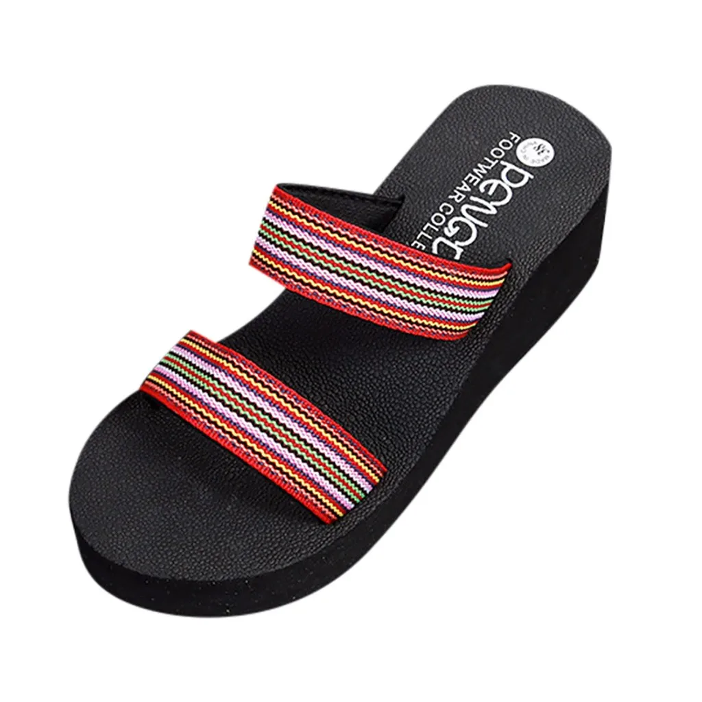 25 # женские тапочки Слипоны с открытым носком на танкетке Теплые летние шлепанцы