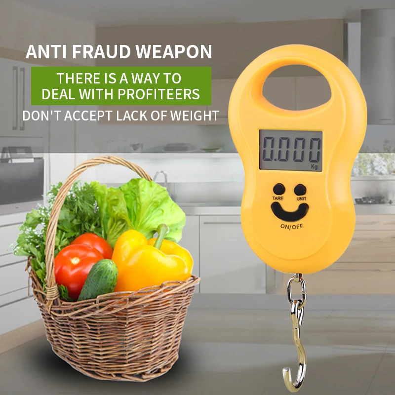 Портативный висит 50 кг/10 г ЖК дисплей Цифровой синий Подсветка Рыбалка Карманные