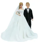 2 комплекта = 1 свадебное платье, платье принцессы с вуалью + 1 черный костюм жениха, Одежда для куклы Барби, аксессуары для куклы Кена