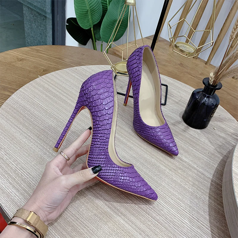 

European and American women's shoes autumn 2020 serpentine high heel thin heel pointed temperament sexy lady's single shoes