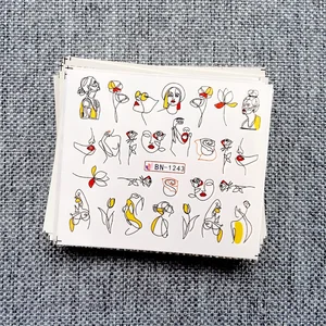 Переводные наклейки для дизайна ногтей, абстрактные линии, наклейка на ногти водная, 12 шт.