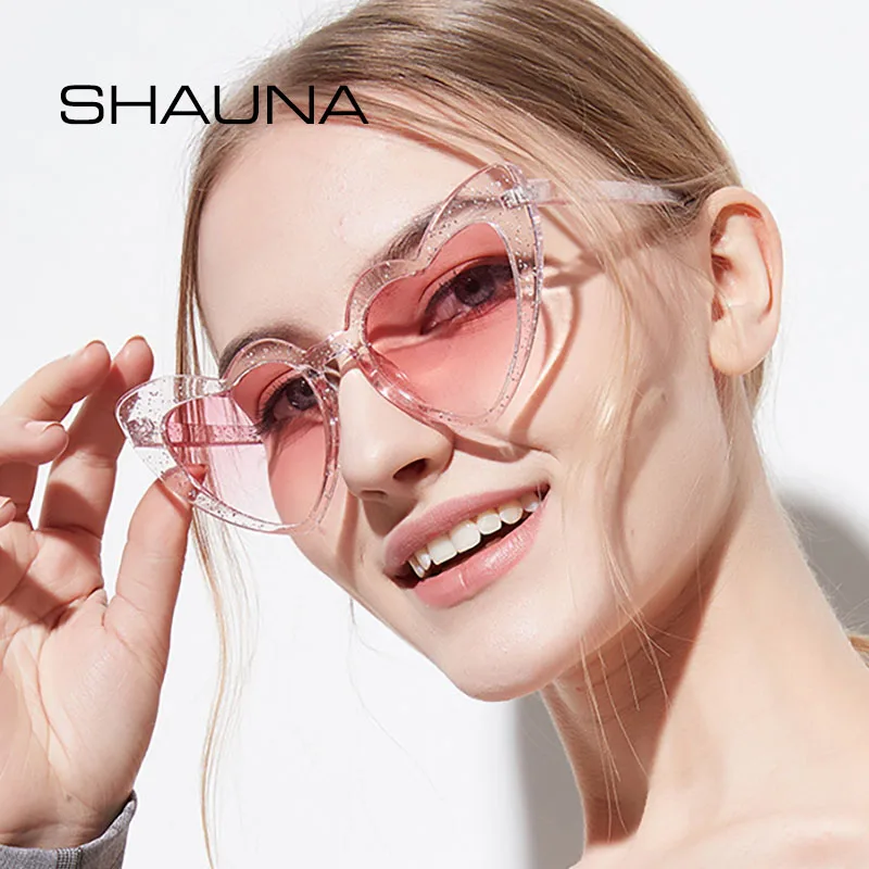 

SHAUNA Metal Hinge Popular Heart Sharp Women Cat Eye Sunglasses Fashion Candy Colors Glasses UV400