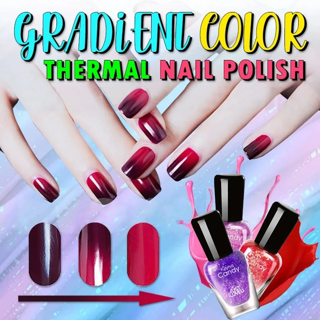 Быстросохнущий лак для ногтей меняющий цвет под воздействием температуры