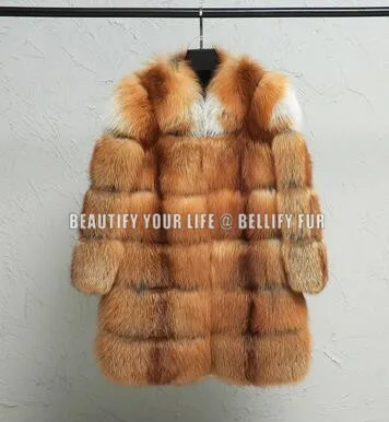 Лидер продаж Роскошные зимние пальто из натурального красного лисьего меха