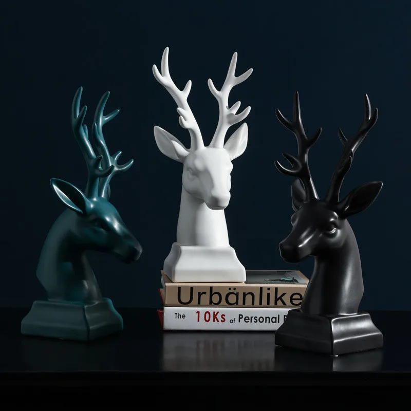 

[HHT] Nordic Modern Ceramic Crafts Auspicious Deer Sculpture Home Decor TV Cabinet Wine Cabinet Decorations Ornaments Gift