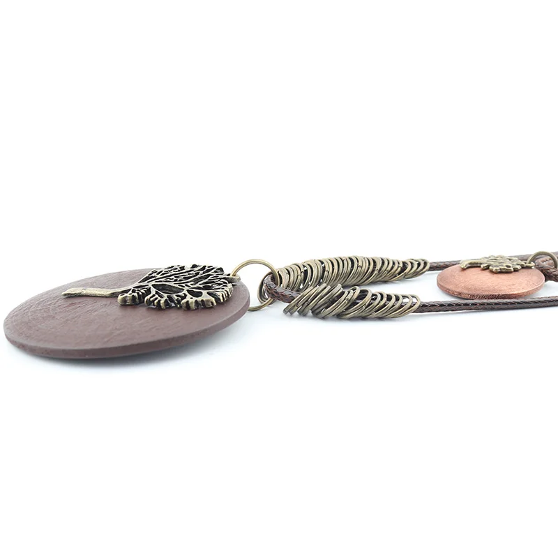 Круглая деревянная Длинная цепочка для свитера из веревки подвеска в виде