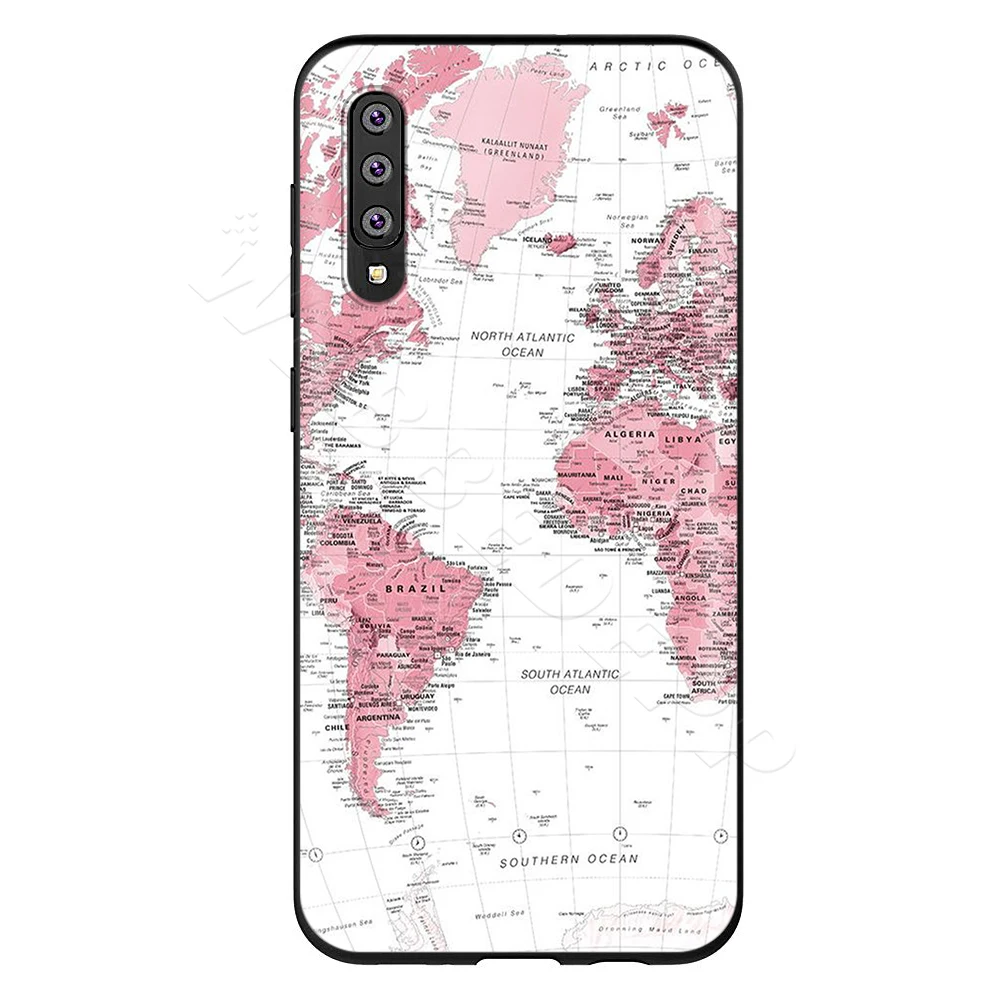 Webbedepp розовый мир чехол "карта" для samsung Galaxy S7 S8 S9 S10 Edge Plus Note 10 8 9 A10 A20 A30 A40 A50 A60 A70