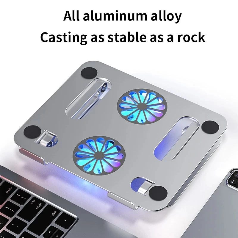 tongdaytech foldable table laptop holder stand double cooling fan aluminum adjustable base support notebook macbook pro computer free global shipping