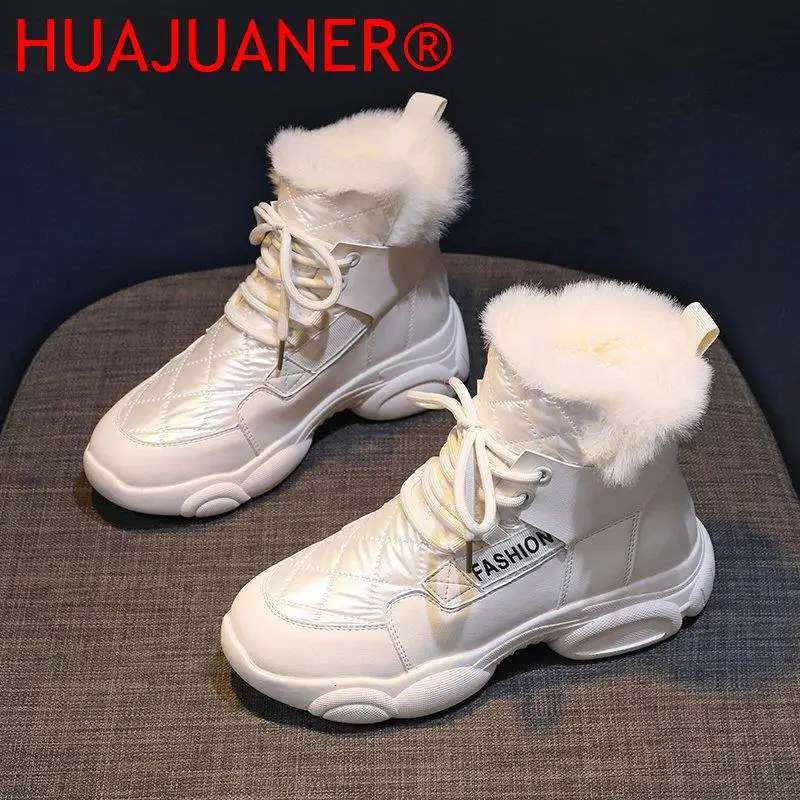 

Модные зимние ботинки для женщин, кроссовки 2022, массивные зимние ботинки, женская повседневная обувь на меху, белые, Черные ботильоны, женск...