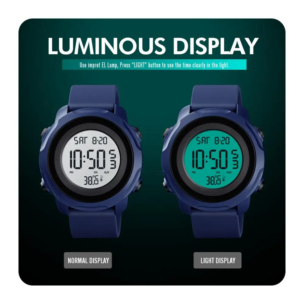 Часы наручные SKMEI мужские с измерением температуры водонепроницаемые светящиеся