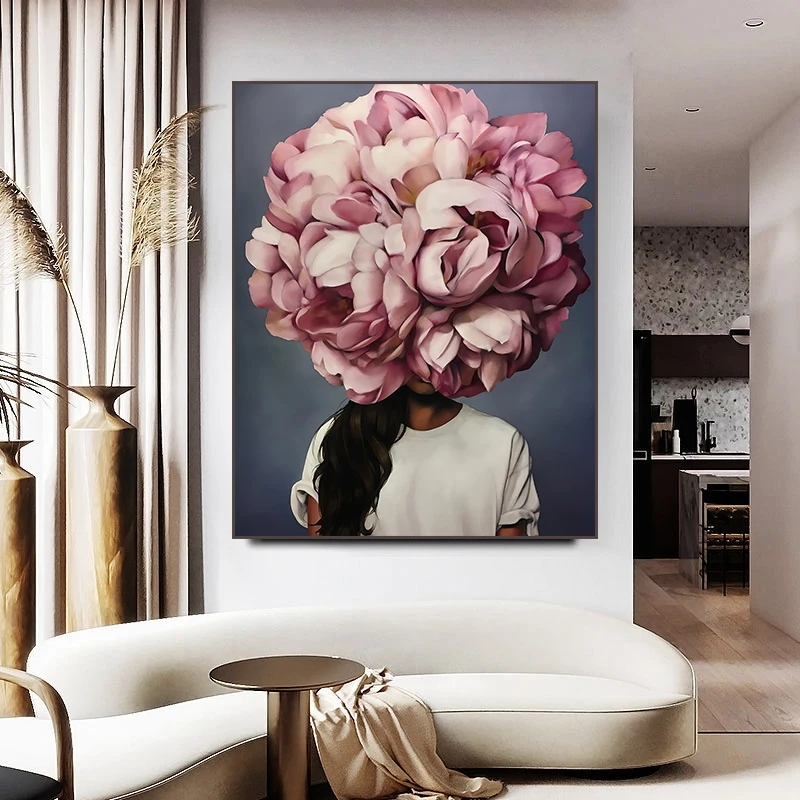 

Nordic Modern Flowers Floral Woman Abstract Canvas Painting Wall Art Print Poster Decorative Picture Living Room Home Decoration