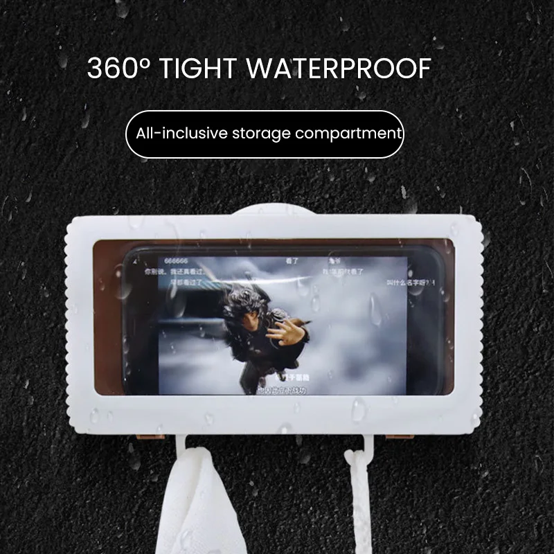 

Punch-free Waterproof Box Wall-mounted Mobile Phone Holder All-inclusive Sealed Protective Sleeve Bathroom Shower Accessories