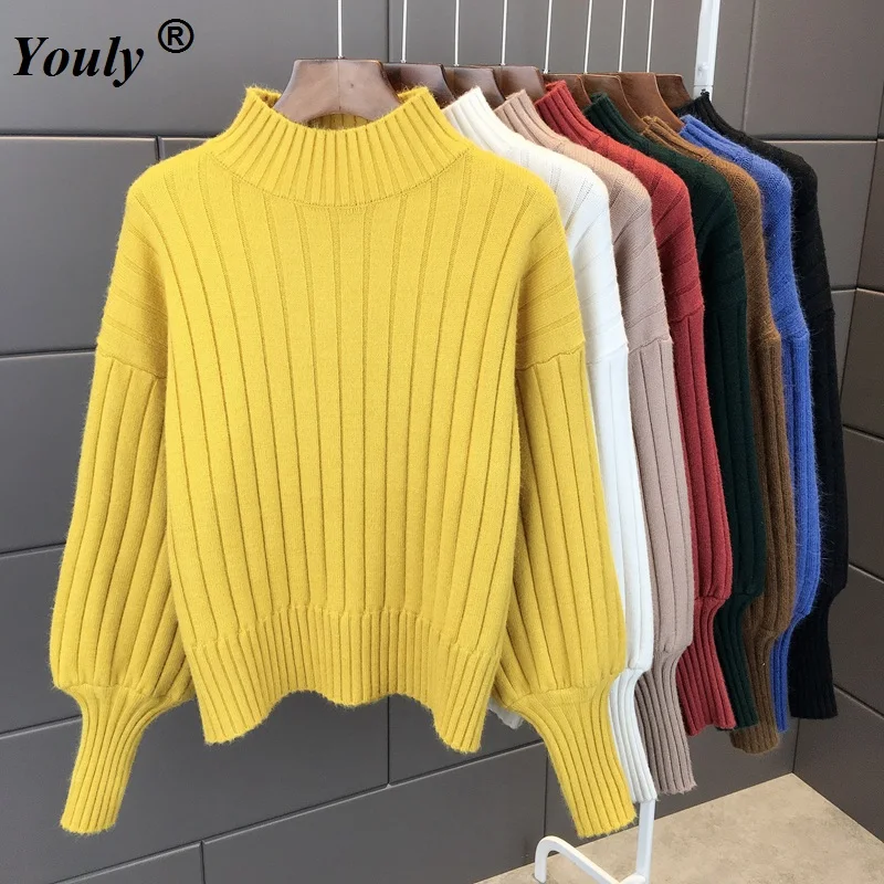 

Turtleneck Sweater Top Women Pullover High Elasticity Knitted Ribbed Casual Jumper Autumn Winter Basic Female Sweater Christma