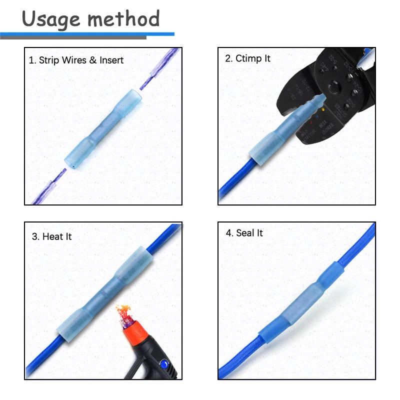 100/200 шт водонепроницаемые термоусадочные стыковые клеммы Электрический провод