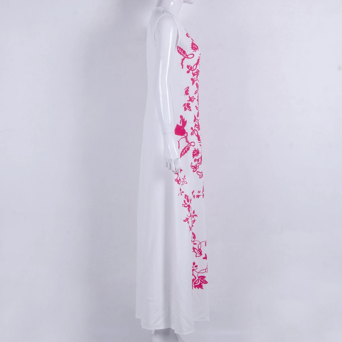 

Sexy Women Embroidery Flower Sleeveless Beach Long Maxi Dress Floor Length Wedding Evening Party Slim Printed Dresses