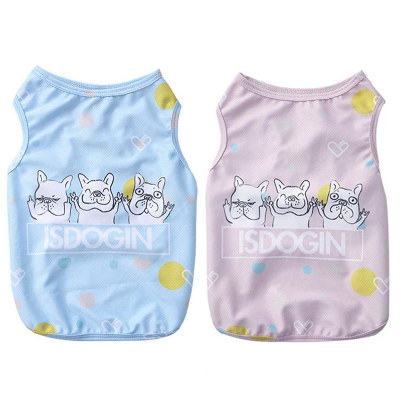 

Summer Dog Polyester Vest Pet T-shirt Sleeveless Breathable Printing Pet Costume Cool Puppy Clothing For Chihuahua Bulldog