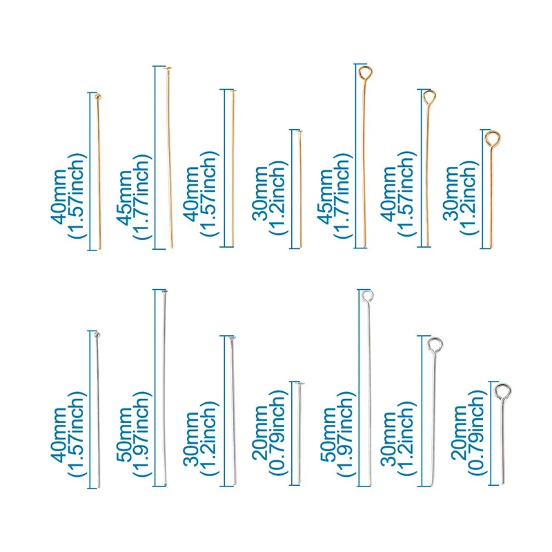 640pcs 304 Stainless Steel Eye Pins Head Pins and Ball Pins for Jewelry Making DIY Bracelet Necklace Findings