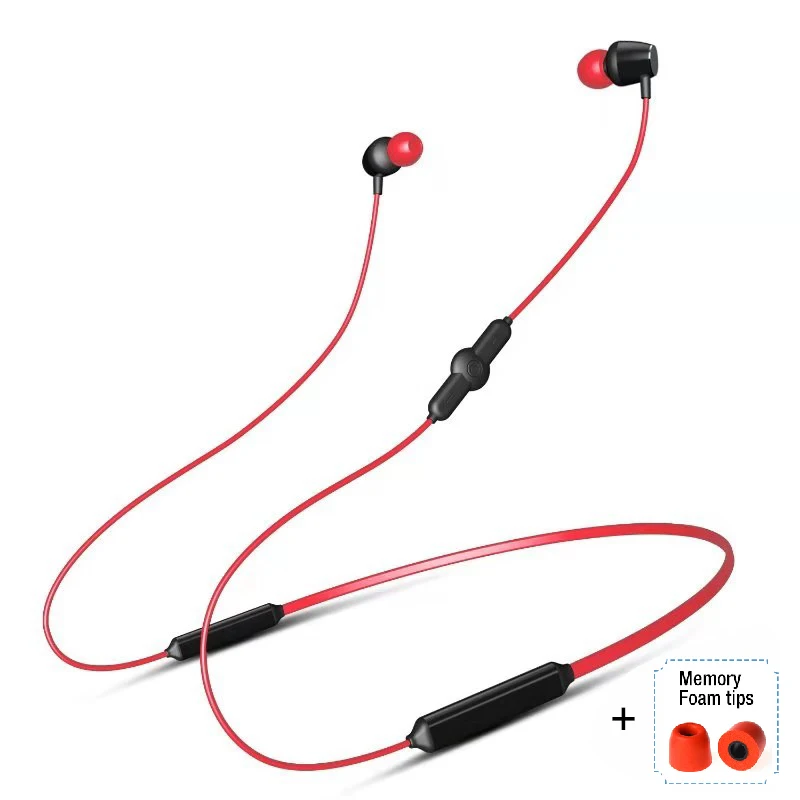 Red memory tips LYMOC Q5 Bluetooth наушники спортивные беспроводные наушники 48Hrs Talktime шейные Стерео гарнитуры для бега для iPhone samsung huawei - Цвет: Red memory tips