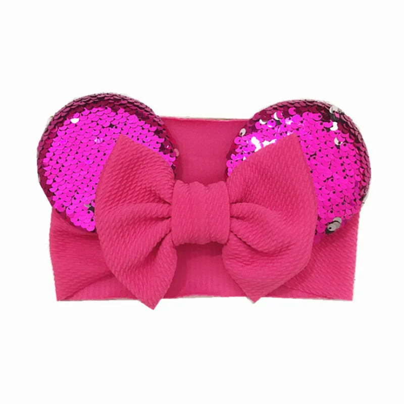 

HOT sale Spring/Summer Elastic baby hair band Baby hair head with large bow wide hair band
