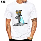 Футболка мужская с коротким рукавом, смешная собака, Питбуль, I Love, папа, тату, очки, повседневный топ в стиле хип-хоп, винтажная белая рубашка, на лето