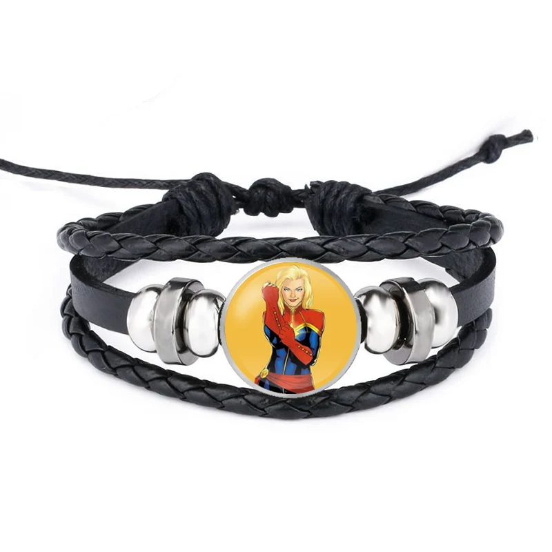 Мстители Марвел Капитан браслеты Модные металлические Плетеные Кожаные