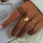 Кольца ZYZQ регулируемые в форме бабочки для мужчин и женщин, 2 шт., металлические кольца золотистого цвета в стиле унисекс, модные праздничные ювелирные изделия 2021