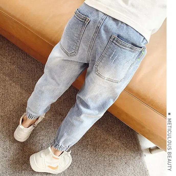 Джинсы хлопковые однотонные для мальчиков 3-11 лет 2 цвета | Детская одежда и обувь