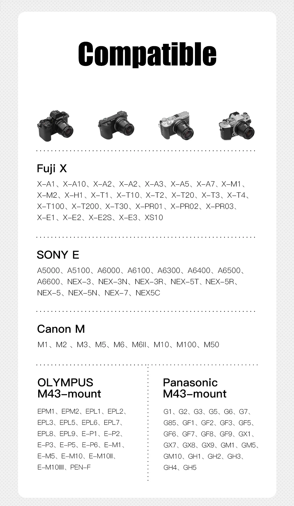 

TTartisan 17mm F1.4 Camera Lens APS-C Manual Fixed Focus Lens For Sony E Fuji Fujifilm X FX M4/3 Canon EOS-M Mount Camera