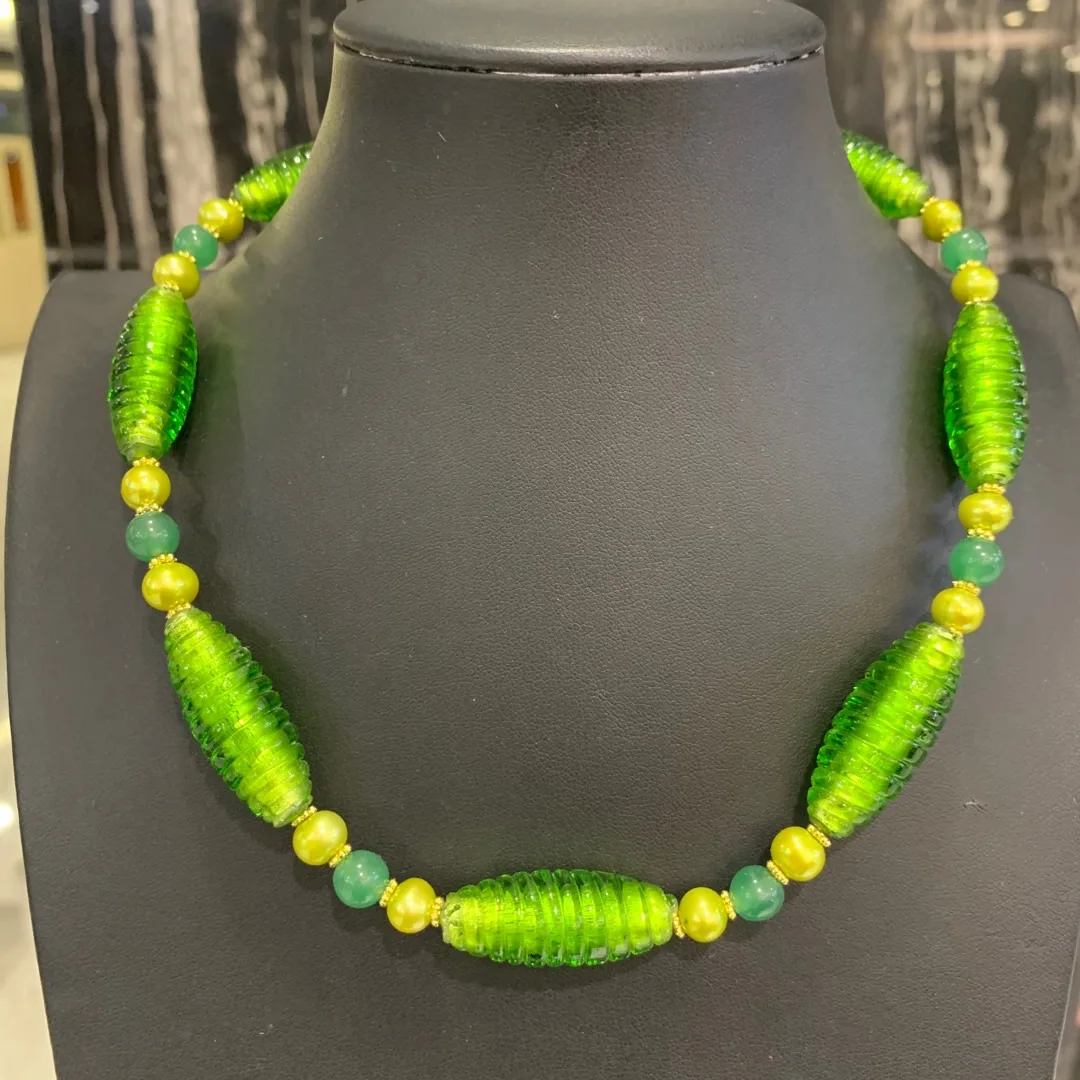 Ожерелье женское из натурального пресноводного жемчуга и шамилии колье