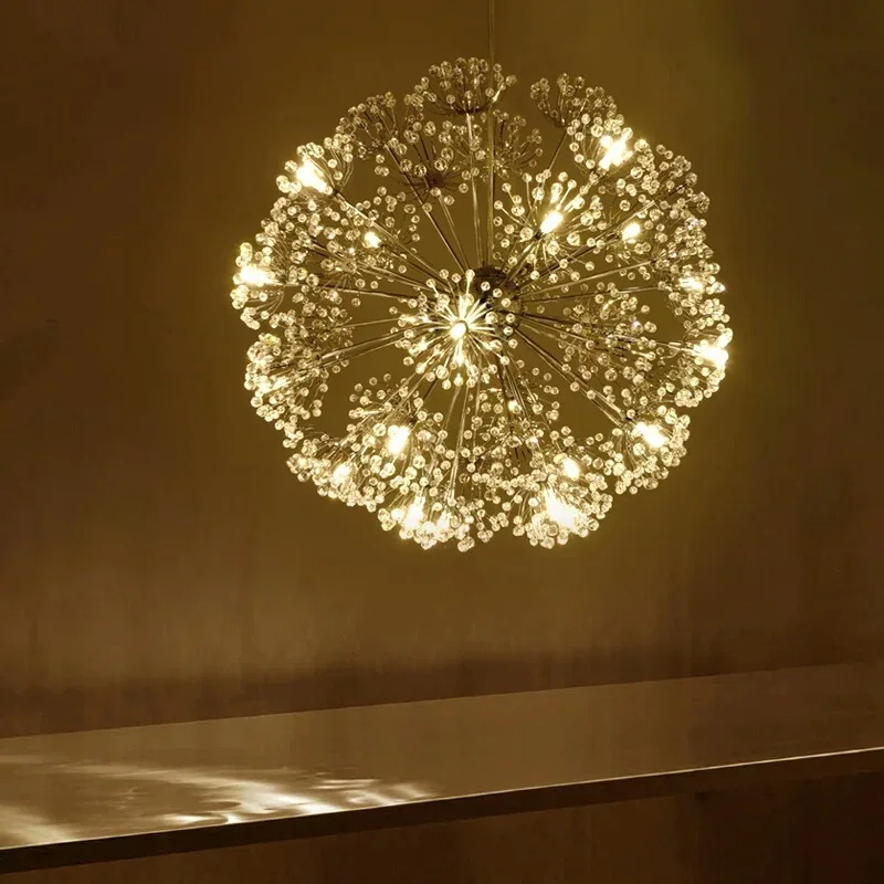 Koop Nordic Moderne Circulaire Paardebloem Crystal Ball Kroonluchter Creatieve Led Woonkamer Restaurant Bar Lampen Eetkamer Lichten