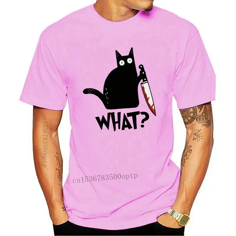 

2021 100% cotton short sleeve cool knife cat print men T shirt casual loose cat men tshirt o-neck t-shirt men tee shirts top