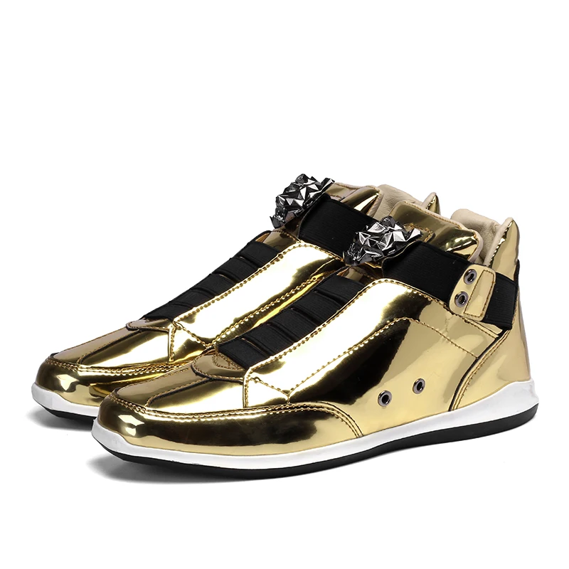 Кроссовки MR CO мужские высокие блестящие на платформе плоская подошва с