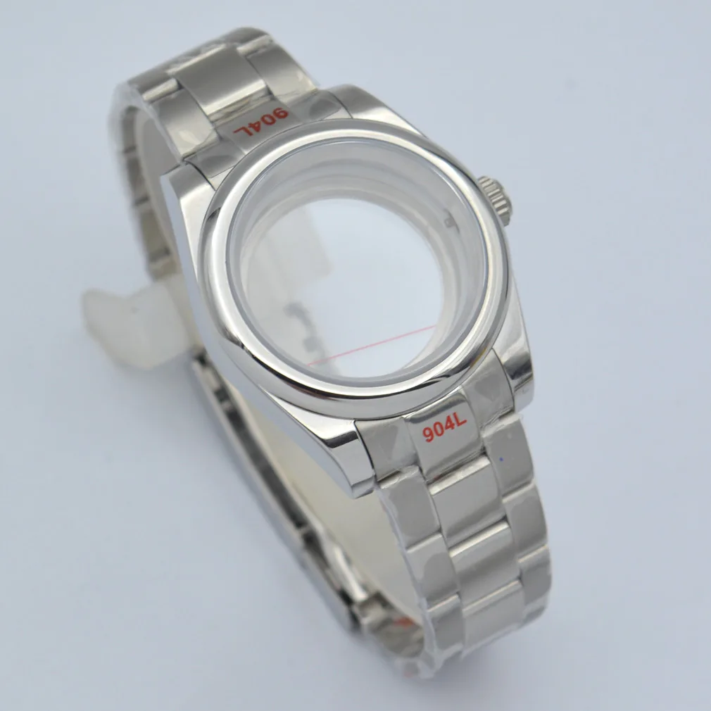 36mm/39mm sapphire glass steel bracelet watch case fit NH35 NH36 ETA2836 2824 DG2813 3804 Miyota 8205 8215 821A movement | Наручные часы