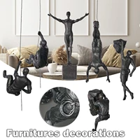 wall decoration nordic style retro man climbing wall background wall decorations hanging statue living room background l