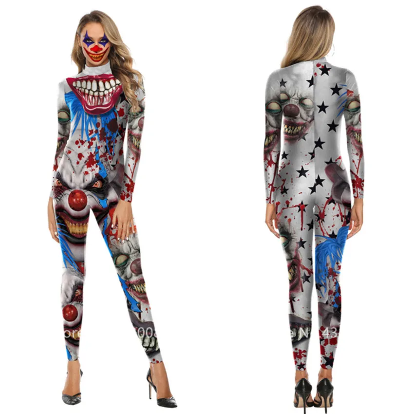 

Woman Halloween Scary Skeleton Cosplay Costumes Polyester Horror Day Of The Dead Jumpsuit Carnival Party Zombie Bloody Disguise