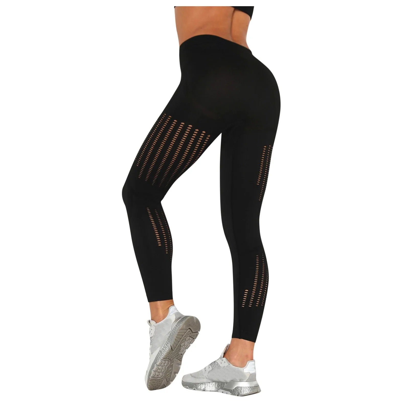 

High Waist Pants Push Up Fitness Breathable Stitching Running Gym Workout Capri pant Leggings for fitness Women Seamless Stretch