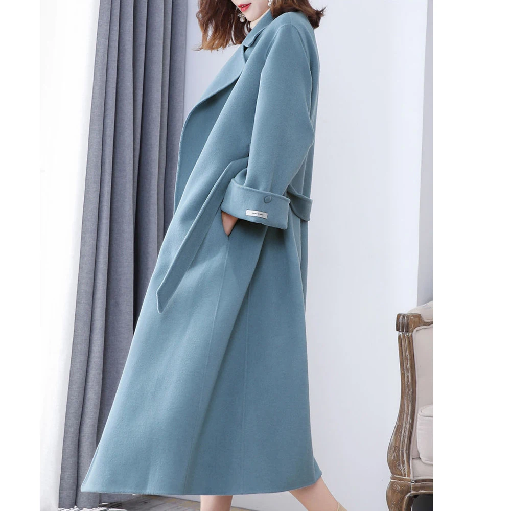 Зимняя шерстяная накидка цвет: голубой черный однотонная свободная X длинное