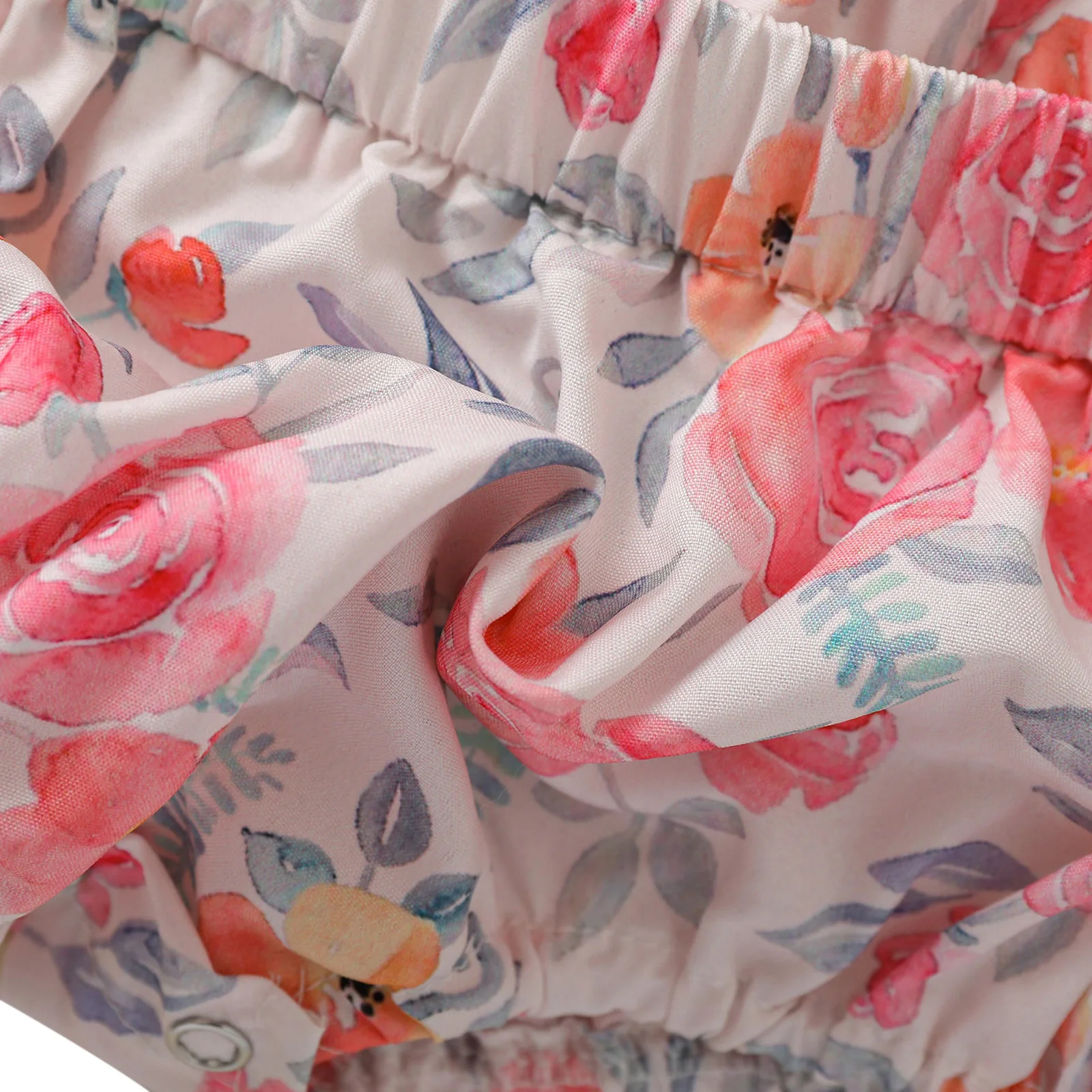 

2021 The New Toddlers Flower Printing Romper, Infant Girls' Flying Sleeve High Waist Bodysuit, Babies Square Collar Clothing