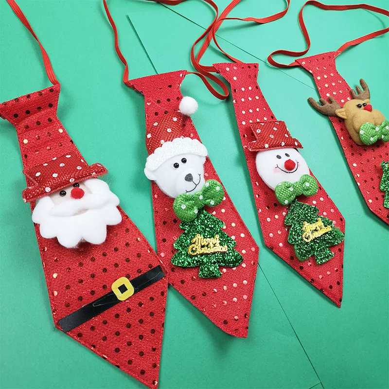 4pc LED Lights Christmas Tie Glow Sequins Santa Claus Bear Snowman Elk Necktie For Children Cartoon Decoration New Year Gift | Дом и сад