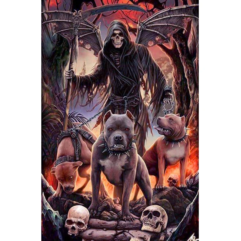 Полноформатная алмазная живопись с изображением демона и Ада Алмазная мозаика 5D