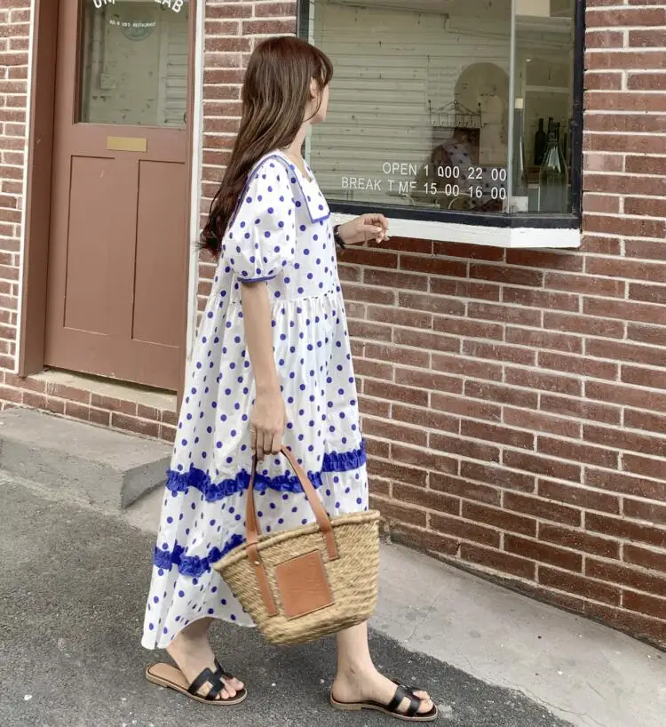 

Make firm offers bump color skirt falbala cake French loose wave point dress in summer