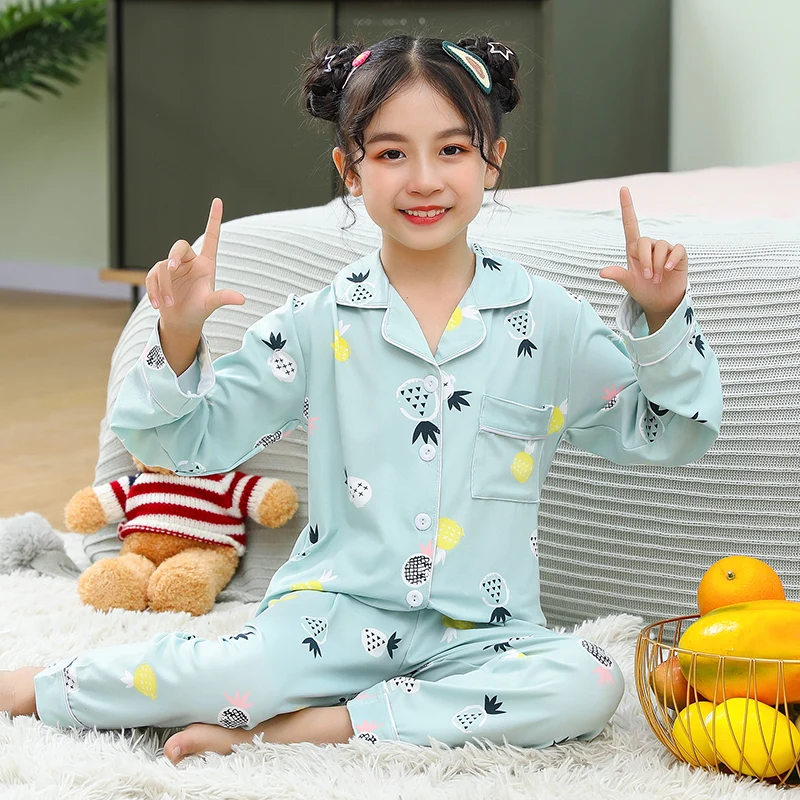

Весенняя Пижама для девочек-подростков, 2021 хлопок, домашний костюм для мальчиков, детский пижамный комплект с длинным рукавом, яркий осенни...