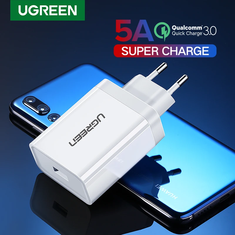 Ugreen USB зарядное устройство, супер быстрое зарядное устройство для huawei Xiaomi iPhone X 8 7, быстрое 3,0 зарядное устройство для телефона, адаптер ЕС, зарядка для samsung s9
