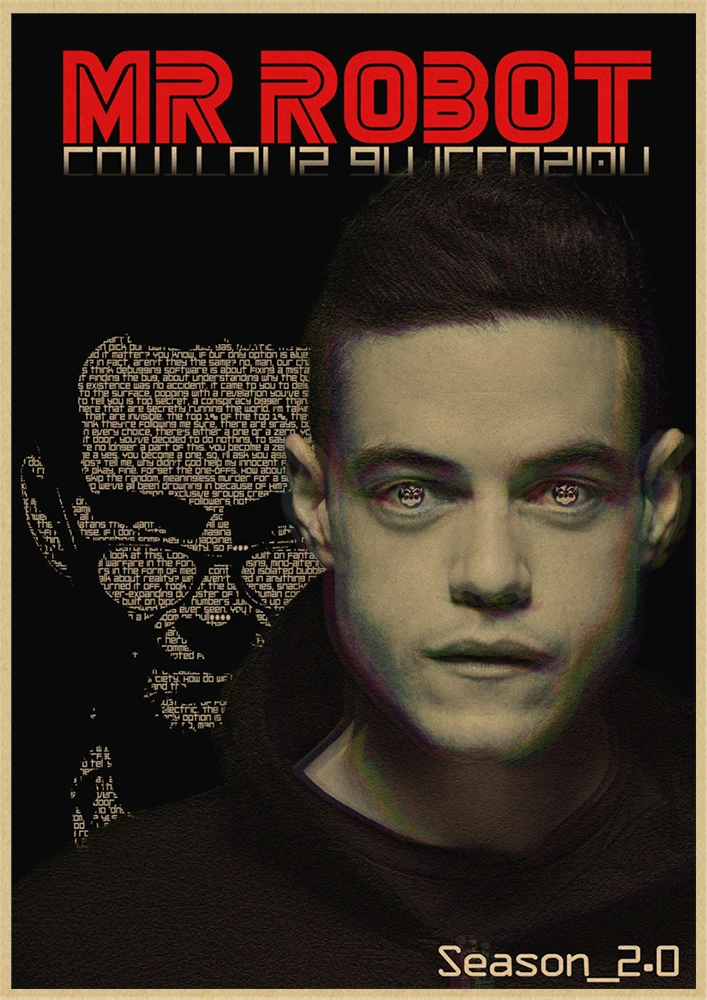 Постер Фильма MR. Robot Rami Malek Hackers USA TV Show ретро постер винтажный художественные