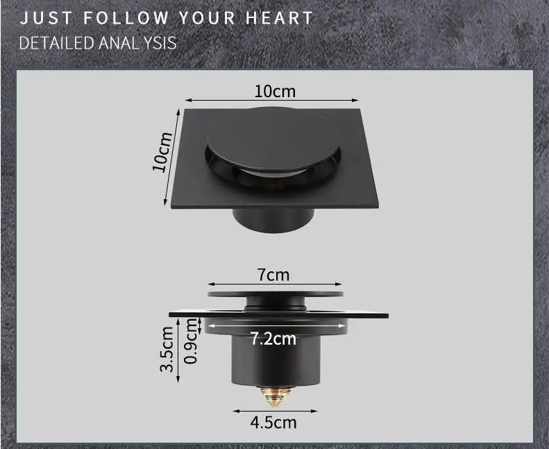 tuqiu floor drains blackchrome brass shower floor drain bathroom deodorant euro square floor drain strainer cover grate waste free global shipping